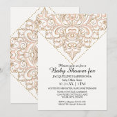 Meisje Baby shower Damask Pattern Roos Gold Dot La Kaart (Voorkant / Achterkant)