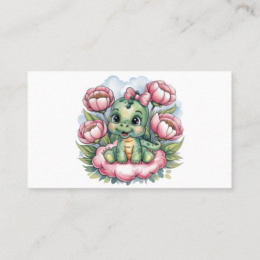 Meisje Baby shower Dino Delight Luier Raffle Visitekaartje (Achterkant)