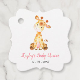 Meisje Baby shower Favor Tags - Giraffe Roze Bedankjes Labels