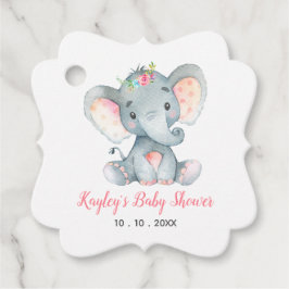 Meisje Baby shower Favor Tags - Olifant Floral Bedankjes Labels