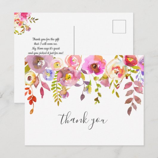 Meisje baby shower gedicht bedankt briefkaart (Voorkant / Achterkant)