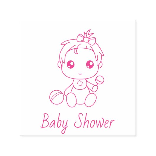 Meisje Baby shower Geslacht onthullen 2 Zelfinktende Stempel (Design)