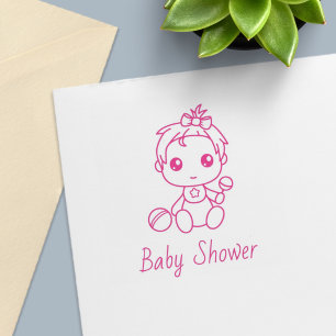 Meisje Baby shower Geslacht onthullen 2 Zelfinktende Stempel