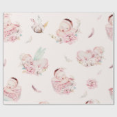 Meisje Baby shower Gift Wrapping Paper Cadeaupapier (Vlak)