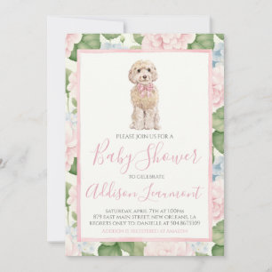Meisje Baby shower Golden Doodle Dog Kaart