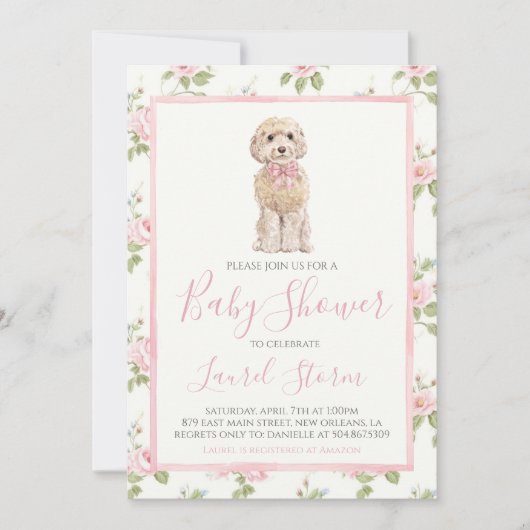 Meisje Baby shower Golden Doodle Dog Kaart (Voorkant)