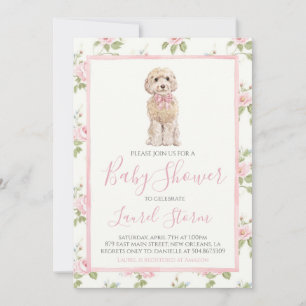 Meisje Baby shower Golden Doodle Dog Kaart