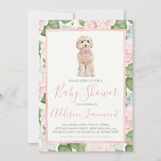 Meisje Baby Shower Gouden Doodle Hond Kaart (Voorkant)