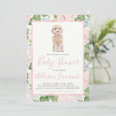 Meisje Baby Shower Gouden Doodle Hond Kaart (Staand voorkant)