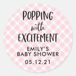 Meisje Baby shower gunst Stickers, Ronde Sticker