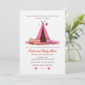 Meisje Baby shower Invitation {Boho Chic} Kaart (Staand voorkant)