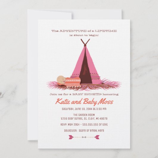 Meisje Baby shower Invitation {Boho Chic} Kaart (Voorkant)