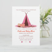 Meisje Baby shower Invitation {Boho Chic} Kaart (Staand voorkant)