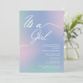 Meisje Baby shower Invitation met Elegant Gradient Kaart (Staand voorkant)
