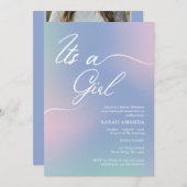 Meisje Baby shower Invitation met Elegant Gradient Kaart (Voorkant / Achterkant)