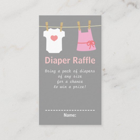 Meisje Baby shower, Kleding Luier Raffle Tickets Informatiekaartje (Voorkant)