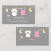 Meisje Baby shower, Kleding Luier Raffle Tickets Informatiekaartje (Voorkant / Achterkant)