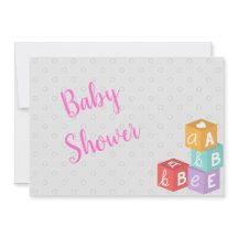 Meisje Baby shower met abc blokjes
