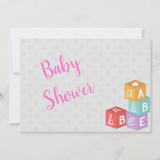 Meisje Baby shower met abc blokjes Kaart (Voorkant)