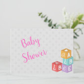 Meisje Baby shower met abc blokjes Kaart (Staand voorkant)