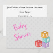 Meisje Baby shower met abc blokjes Kaart (Voorkant / Achterkant)