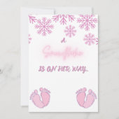 Meisje Baby shower met roze sneeuwvlokken en poten Kaart (Voorkant)