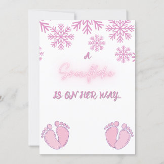 Meisje Baby shower met roze sneeuwvlokken en poten Kaart