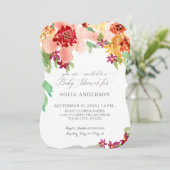 Meisje Baby shower Moderne Waterverf Herfst Floral Kaart (Staand voorkant)