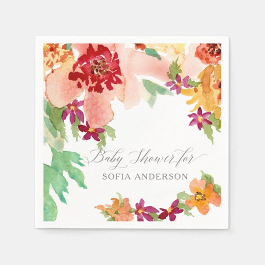 Meisje Baby shower Moderne Waterverf Herfstkunst Servet (Voorkant)