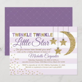 Meisje baby shower nodigen twinkle kleine ster paa kaart