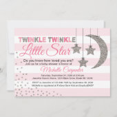 Meisje baby shower nodigt twinkle kleine ster roze kaart (Voorkant)