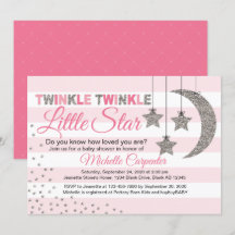 Meisje baby shower nodigt twinkle kleine ster roze