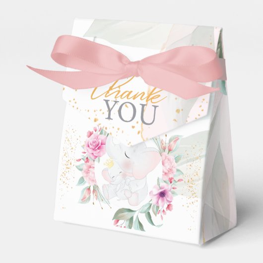 Meisje baby shower Olifant Elegant Bedankdoosjes (Voorkant Zijde)