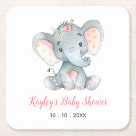 Meisje Baby shower Onderzetters (olifant roze)