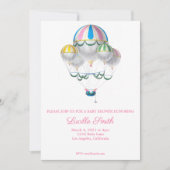 Meisje Baby Shower Oude Luchtballon Uitnodiging (Voorkant)