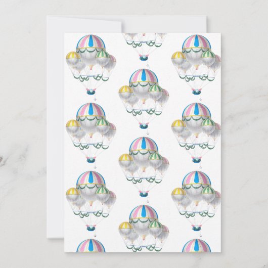 Meisje Baby Shower Oude Luchtballon Uitnodiging (Achterkant)