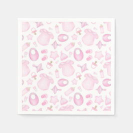 Meisje Baby Shower Papieren Servetten, Roze Baby F Servet