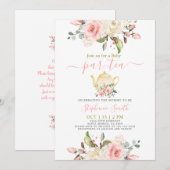 Meisje Baby shower par-tea uitnodiging (Voorkant / Achterkant)
