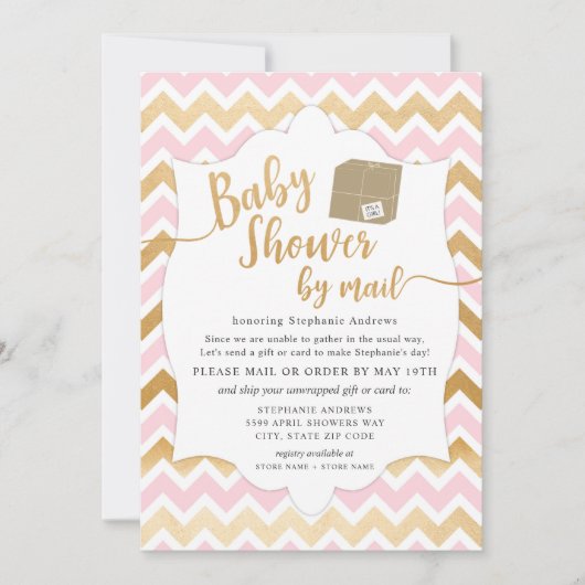 Meisje Baby shower per post met verzenddoos Kaart (Voorkant)