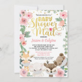Meisje Baby shower per post Pandemic Woodland Anim Kaart (Voorkant)