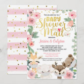 Meisje Baby shower per post Pandemic Woodland Anim Kaart (Voorkant / Achterkant)