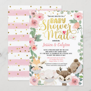Meisje Baby shower per post Pandemic Woodland Anim Kaart