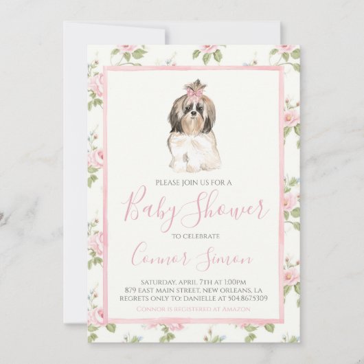 Meisje Baby shower Puppy Dog Kaart (Voorkant)
