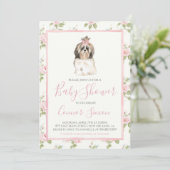 Meisje Baby shower Puppy Dog Kaart (Staand voorkant)
