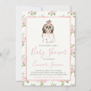 Meisje Baby shower Puppy Dog Kaart