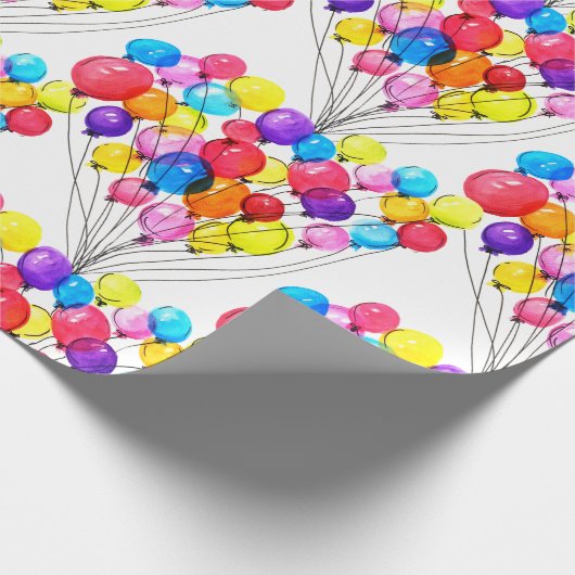 MEISJE BABY SHOWER | regenboogballon | Waterverf Cadeaupapier (Hoek)