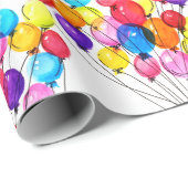 MEISJE BABY SHOWER | regenboogballon | Waterverf Cadeaupapier (Rol Hoek)