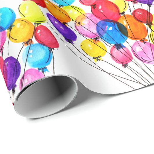 MEISJE BABY SHOWER | regenboogballon | Waterverf Cadeaupapier (Rol Hoek)