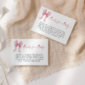 Meisje Baby shower Roze Bow Boeken voor Baby Informatiekaartje