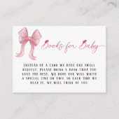 Meisje Baby shower Roze Bow Boeken voor Baby Informatiekaartje (Voorkant)